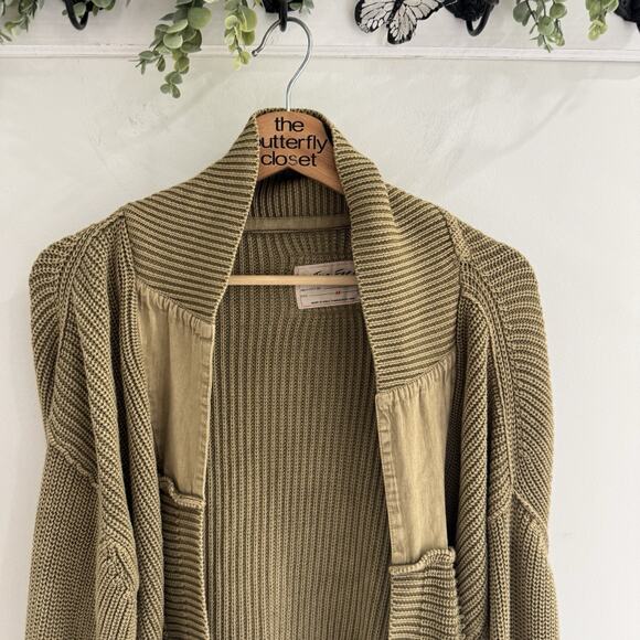 Free People Surplus Cardigan Sweater Medium Green TS - Picture 5 of 6